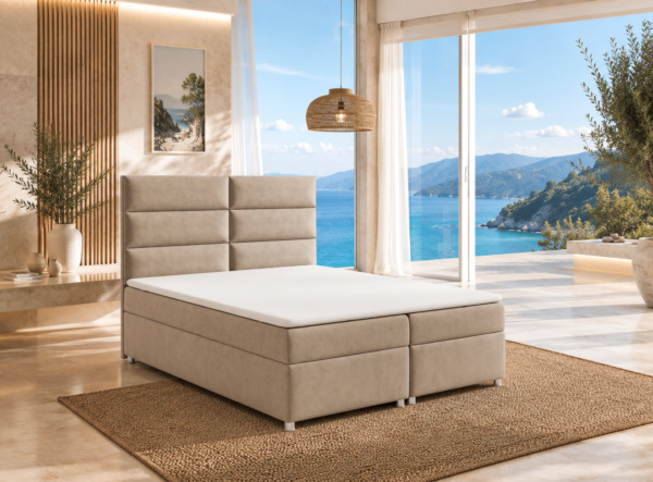 Trinity K4 Boxspringbett 140x200 mit Bettkasten, Matratze H3 & Topper | Polsterbett mit Stauraum