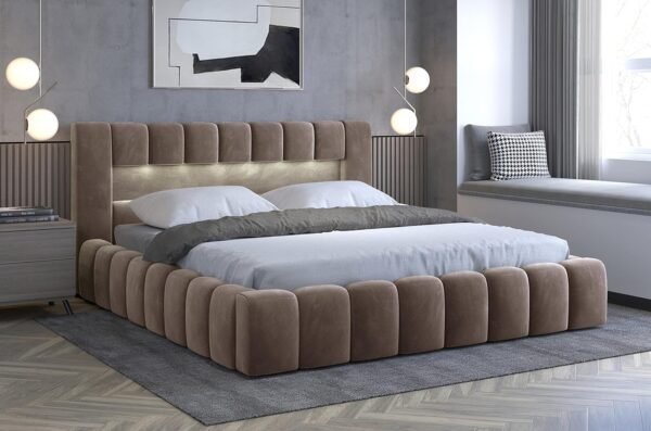 Best for Home Luxus Polsterbett inkl. LED Ambiente Designbett Lamica 140x200 Monolith 09