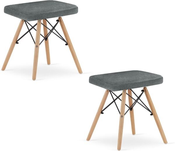 Hocker - Grauer Stoff 2 er-Set