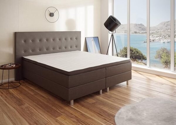 4myBaby GmbH - Boxspringbett | Neo First Class Boxspringbett 140x200 | Doppelbett 140x200 | Boxspringbett mit Matratze | Polsterbett 140x200 mit Matratze | 7-Zonen-Bonellfederkern und Topper