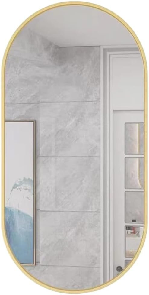 Best For Home Oval Wall Mirror | Gold Frame Designer Mirror 40x100 cm | Modern Elegant Home Decor Accent Mirror