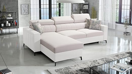 Best For Home Ecksofa Bella I Maxi mit Schlaffunktion und Stauraum für Bettzeug für das Moderne Wohnzimmer