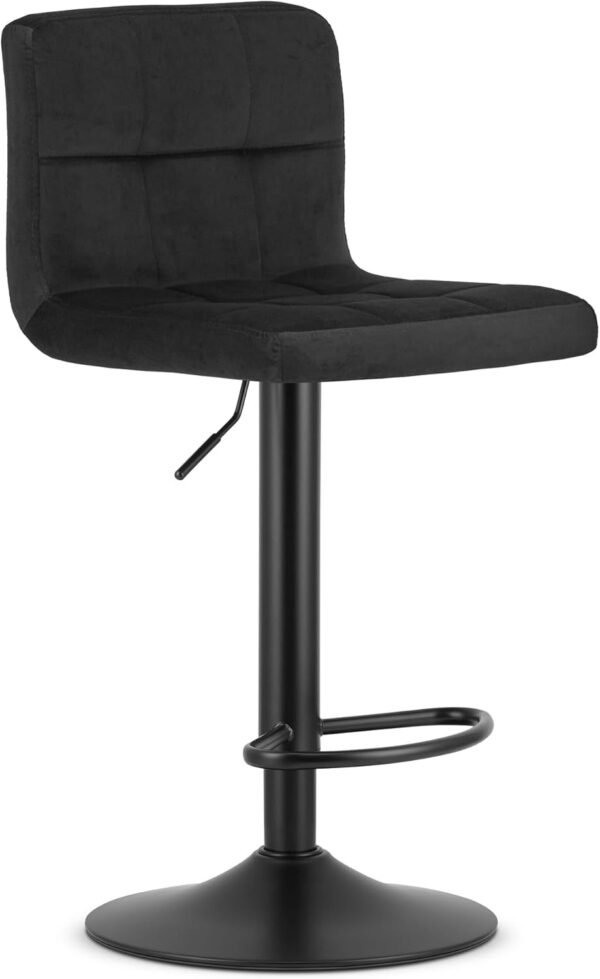 Best for Home Barhocker (Schwarz 2) – Höhenverstellbarer Barstuhl mit Rückenlehne, 44 x 41 x 108 cm