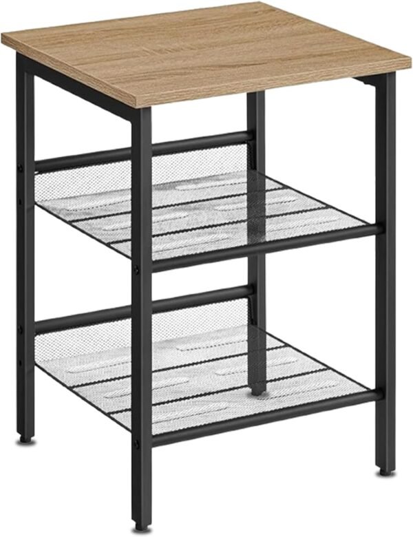 "Moderner Beistelltisch mit Metallrahmen und Holzplatte – 3 Ebenen, für Wohnzimmer, Schlafzimmer oder Küche, 40x40x55 cm"