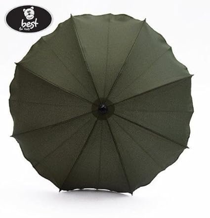 Best For Kids Universal Kinderwagenschirm NEUSTE TECHNIK Höchster UV Schutz Standard 801 - Sonnenschirm und Regenschirm für Kinderwagen, biegsam und einklappbar, 15 Farben zur Auswahl (Olivegrün)