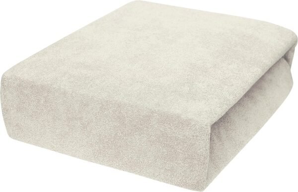 Spannbettlaken mit neuester Technologie hergestellt, aus elastischem Frottee, Größen 80 x 160, 80 x 180, 80 x 200 cm – in 23 Farben erhältlich, Farbe Ecru (80 x 180 cm)