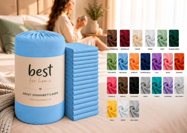 Best for Home elastisches Jersey Spannbettlaken | Spanbettlaken 80x180 cm | 100% Baumwolle und Jersey Spannbettlaken und Jersey Spann bettlaken | Warme Spann bettlaken