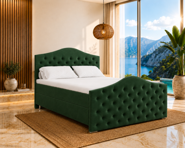 Roma Boxspringbett | Bonellfederkern inkl. 7-Zonen Topper T-30 | Boxspringbett mit Bettkasten | Polsterbett | Boxspringbett mit Matratze | Bettkastenbett mit Lieferung und Montage