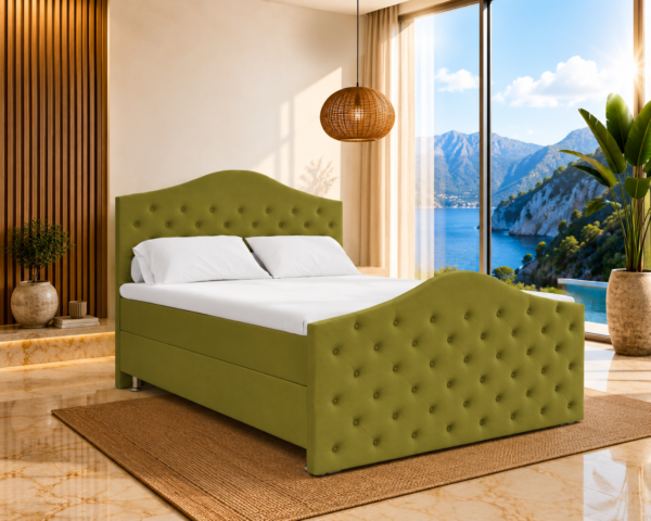 Roma Boxspringbett | Bonellfederkern inkl. 7-Zonen Topper T-30 | Boxspringbett mit Bettkasten | Polsterbett | Boxspringbett mit Matratze | Bettkastenbett mit Lieferung und Montage