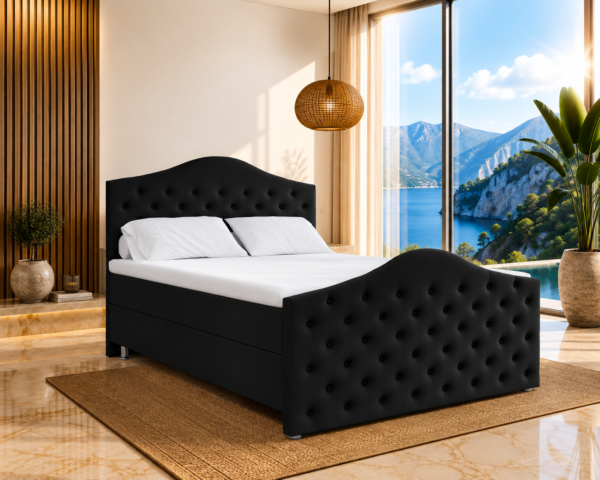 Roma Boxspringbett | Bonellfederkern inkl. 7-Zonen Topper T-30 | Boxspringbett mit Bettkasten | Polsterbett | Boxspringbett mit Matratze | Bettkastenbett mit Lieferung und Montage