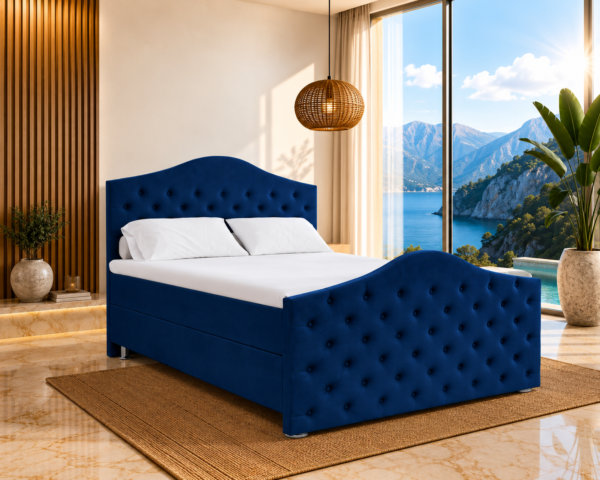 Roma Boxspringbett | Bonellfederkern inkl. 7-Zonen Topper T-30 | Boxspringbett mit Bettkasten | Polsterbett | Boxspringbett mit Matratze | Bettkastenbett mit Lieferung und Montage