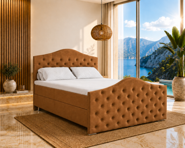 Roma Boxspringbett | Bonellfederkern inkl. 7-Zonen Topper T-30 | Boxspringbett mit Bettkasten | Polsterbett | Boxspringbett mit Matratze | Bettkastenbett mit Lieferung und Montage