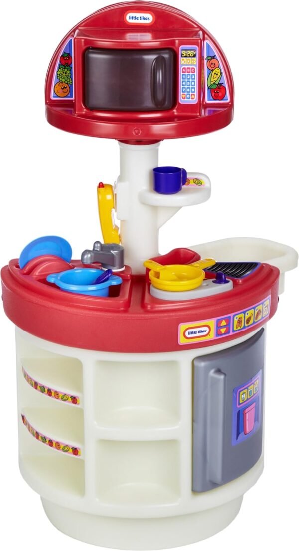 Little Tikes Cooking & Learning Fun Küche | Interaktive Kinder-Spielküche mit Mikrowelle, Ofen, Grill & Spülmaschinen-Geräuschen | Inklusive Zubehör, Tisch & Stühle