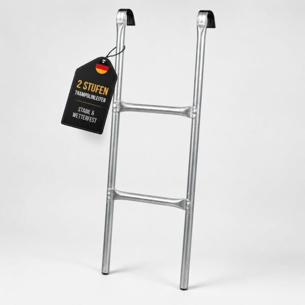 Trampolin Leiter 74–110 cm | 3 rutschfeste Stufen | Verzinkter Stahl | Einstiegsleiter für Gartentrampoline | Universal kompatibel