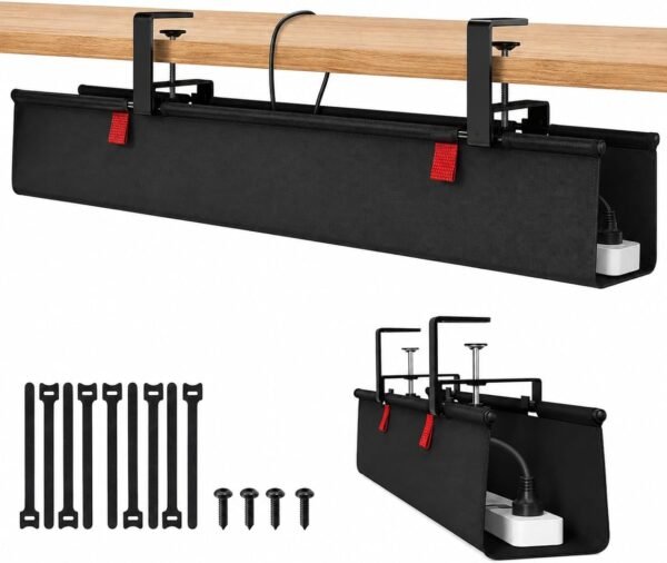 Best For Home Kabelwanne | Faltbarer Kabel-Organizer aus 600D Oxford-Gewebe | Klemmen, Schrauben & Kabelbinder